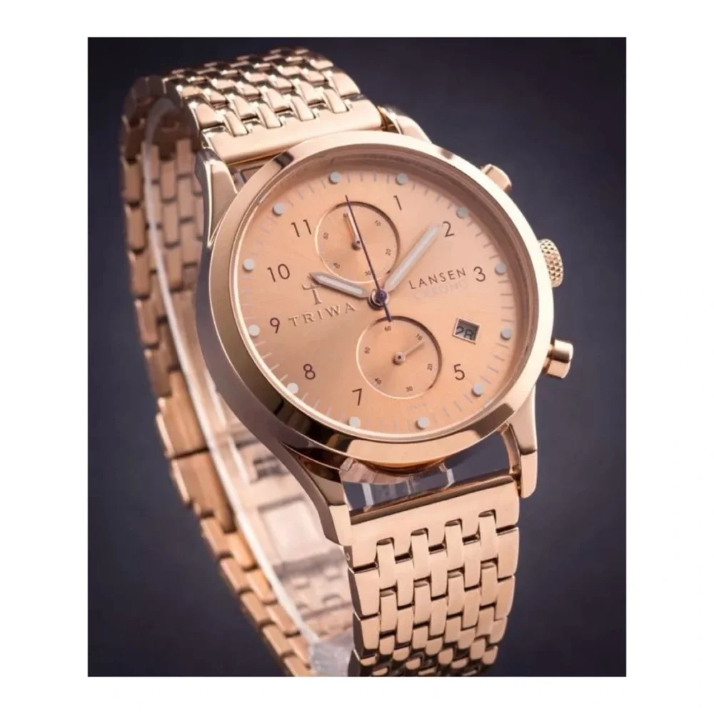 NWT Anthropologie TRIWA Lansen Chronograph Watch Bracelet in Rose Unisex